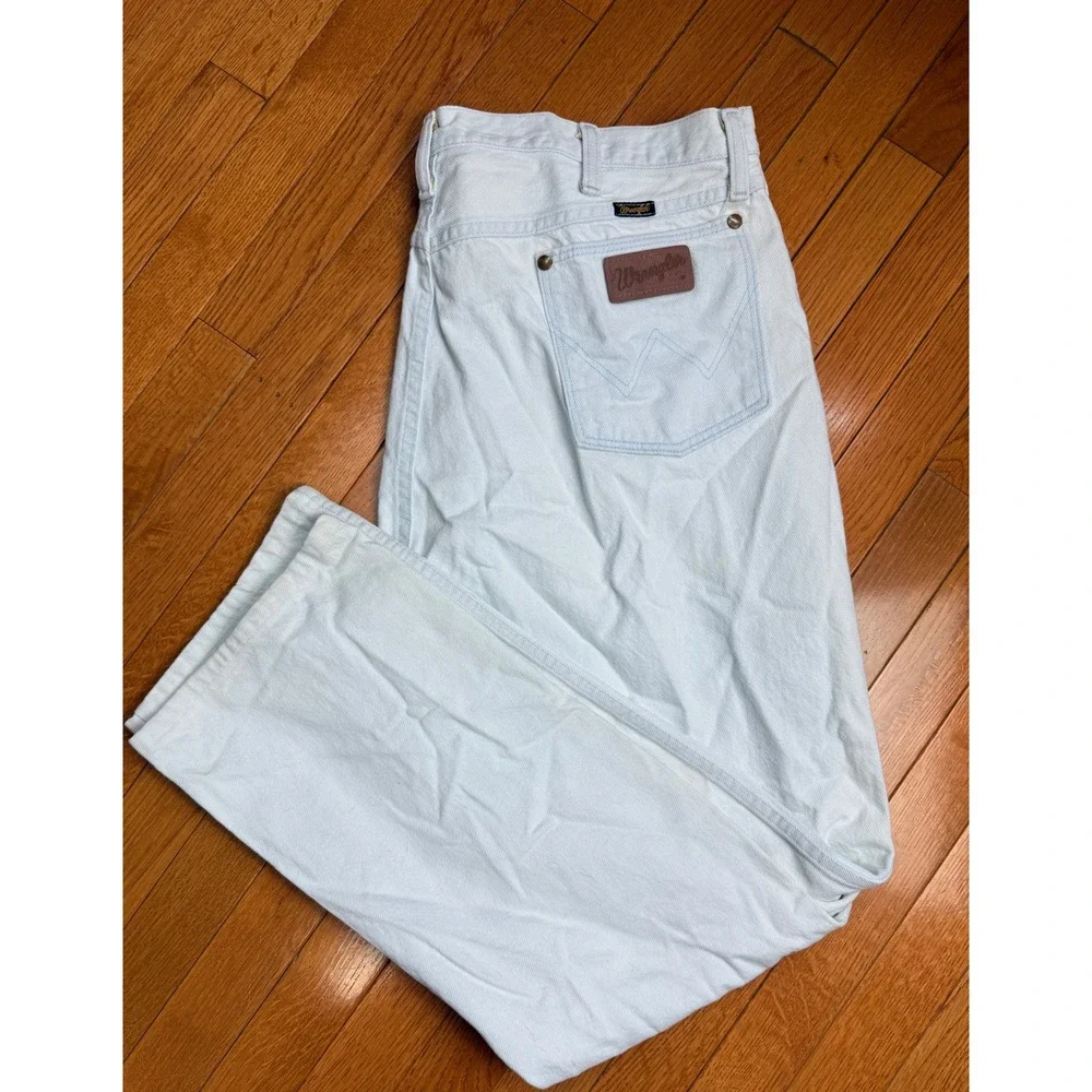 Wrangler Mens Cowboy Cut Light Wash White Denim Straight Leg Jeans 38x31